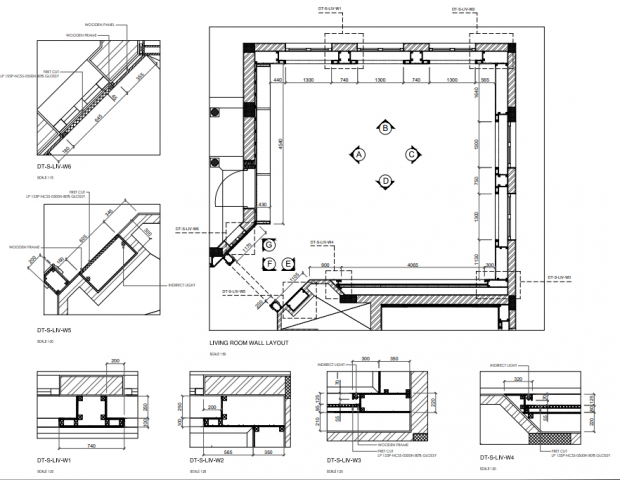 Чертеж гостиной, AutoCad
