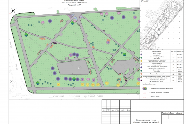 Благоустройство территории. Схема посадки зеленых насаждений