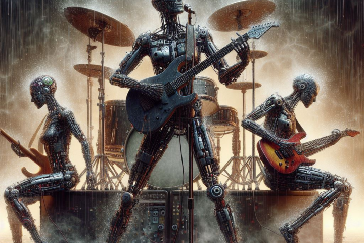Арт в стиле кибер хард рок или кибер металл