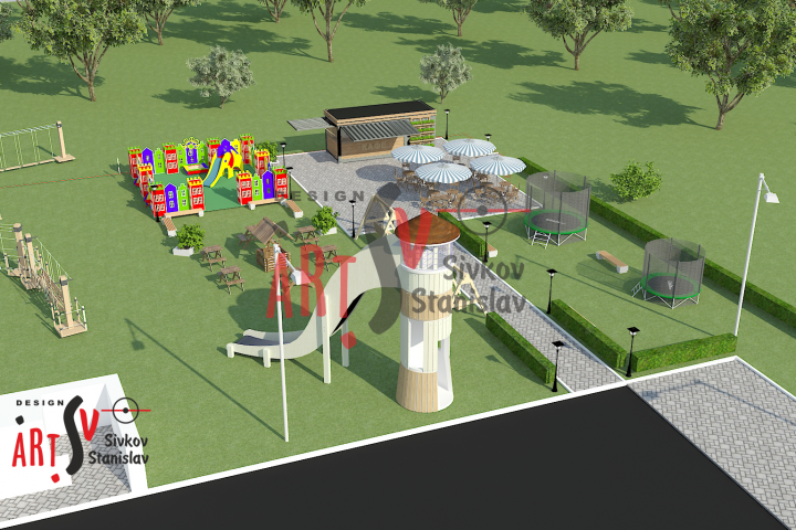 Зона отдыха у автомобильной заправки