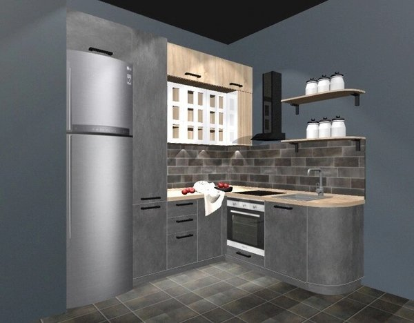 Кухонный гарнитур в цвете с аксессуарами