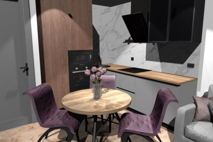 Кухня с аксессуарами и прочей мебелью