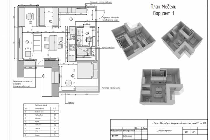 План мебели и оборудования