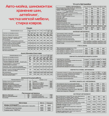 Прайс-лист