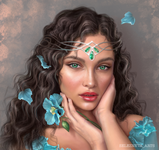 Портрет Девушка с маками