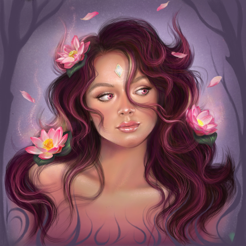 Портрет «Девушка с лотосами»