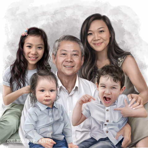 Семейный портрет с разных фотографий.