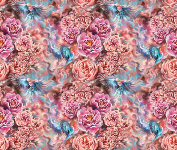 Паттерн цветы и птицы