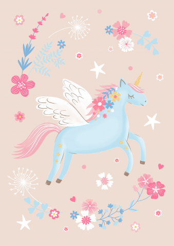 Единорог, принт на футболку.