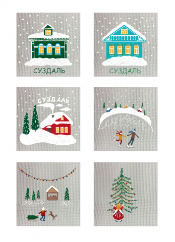 Эскиз вышивки для салфток и полотенец.