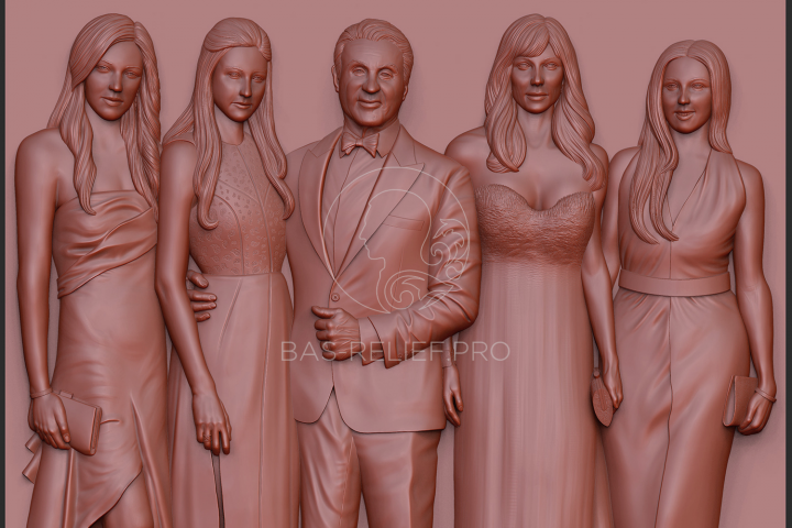 3д моделирование портретных барельефов семьи Сталлоне