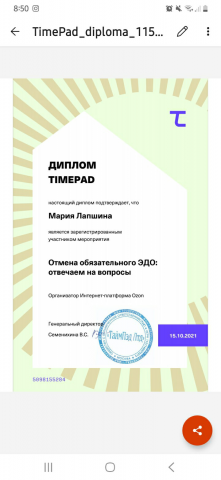 Диплом TimePad