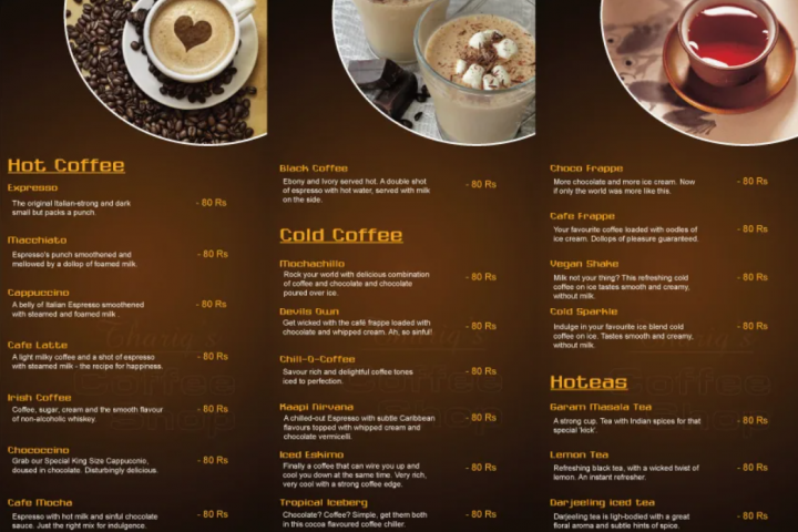 Меню кофейни - проект