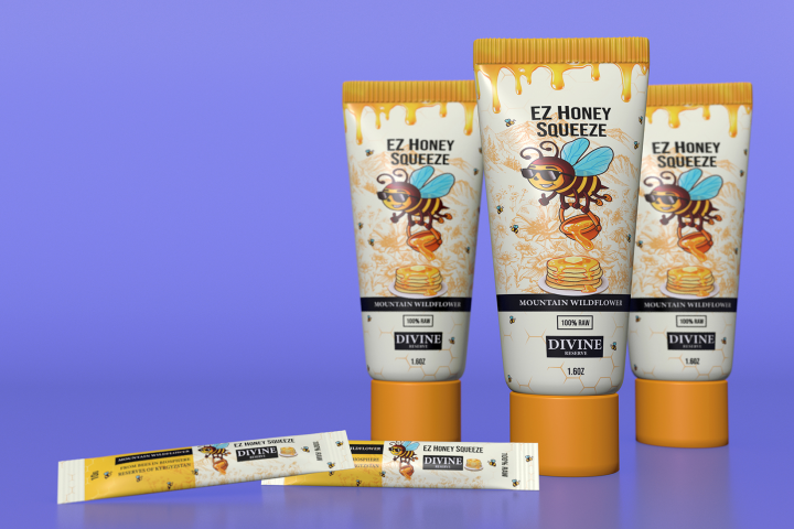 Дизайн,Логоти и 3D-визуализация упаковки меда "EZ HONEY SQUEEZE"