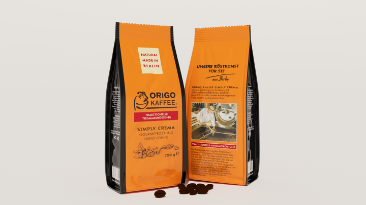 Визуализация и моделирование упаковки кофе Origo Kaffee
