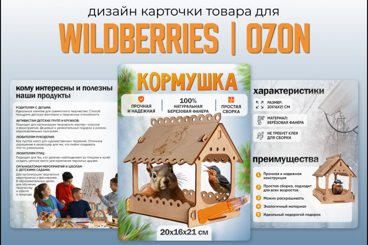 Карточка товара "Кормушка" формат WB
