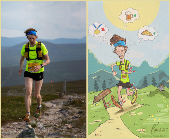 Ультрамарафонец. Карикатура по фотографии