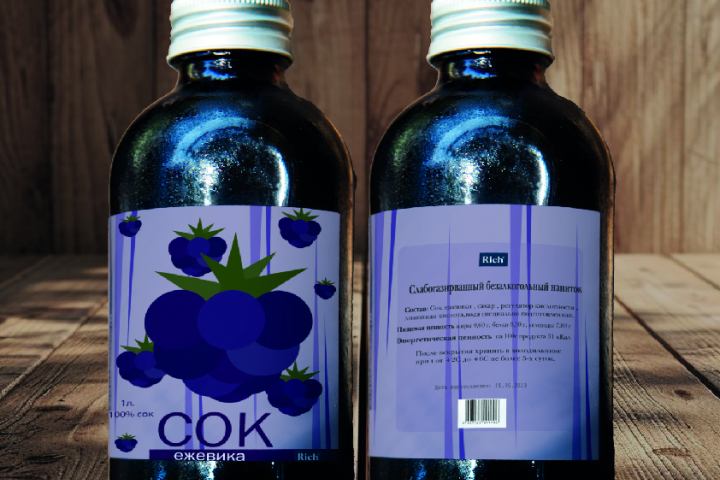 дизайн этикетки сока в стиле "абстракция"