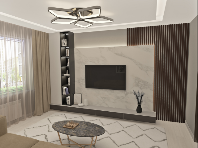 3D-визуализация гостиной 20 м2