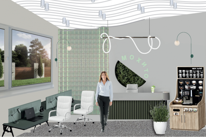 Коллаж офиса "Мохито" дизайн-проект