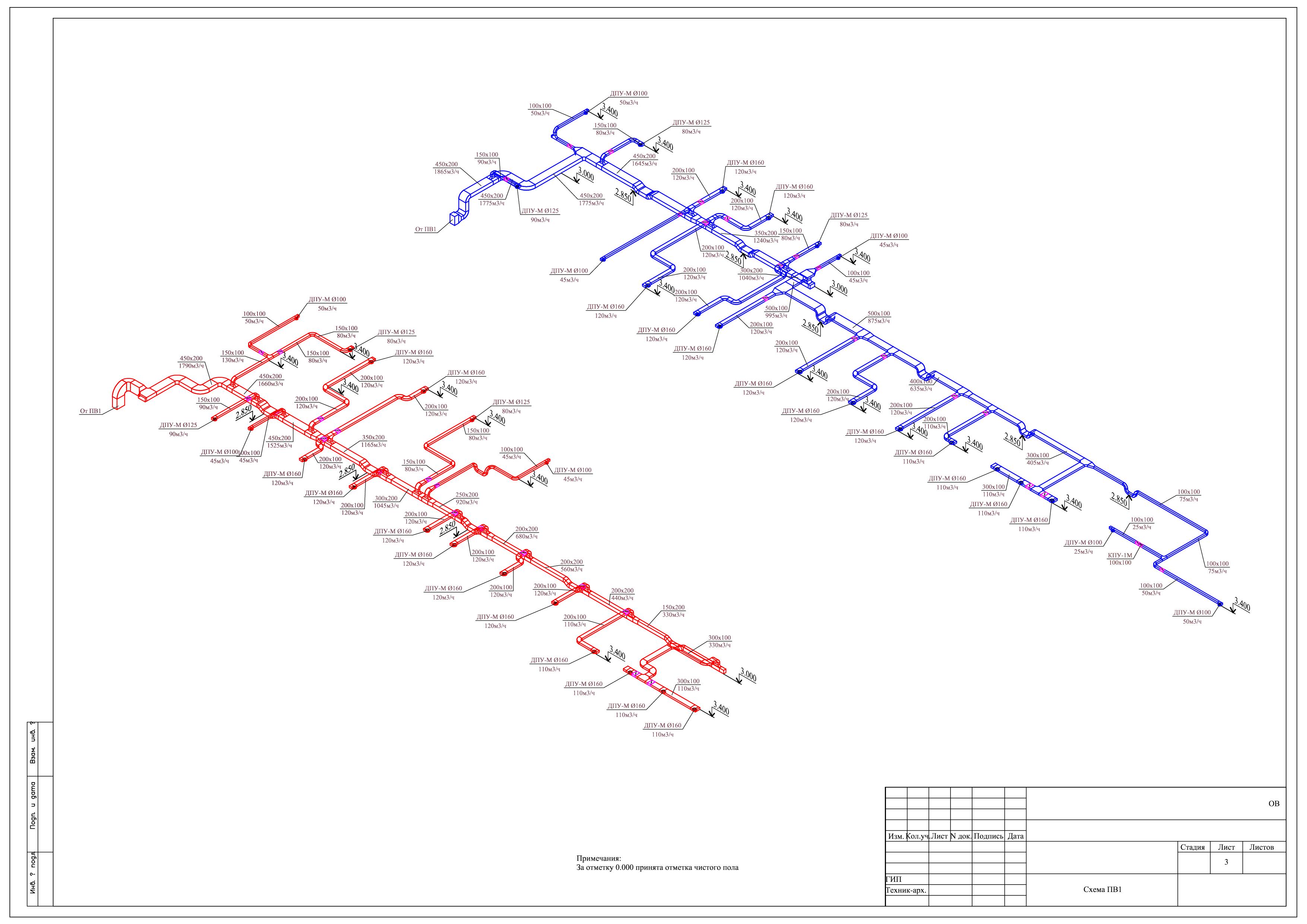 Исполнительная схема воздуховодов