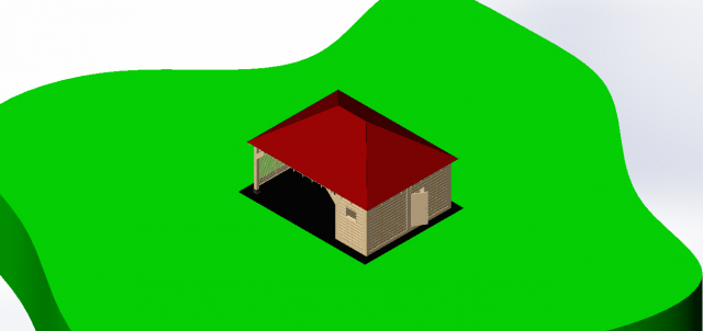 Навес деревянный с хозблоком