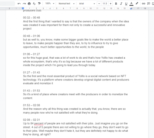 Расшифровка аудио/видеозаписей с таймкодами