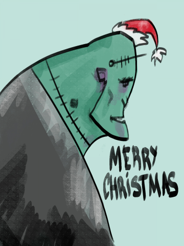 Открытка на Рождество "Франкенштейн"