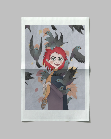 Кот среди голубей