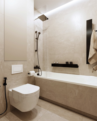 Ванная совмещенная с постирочным блоком.