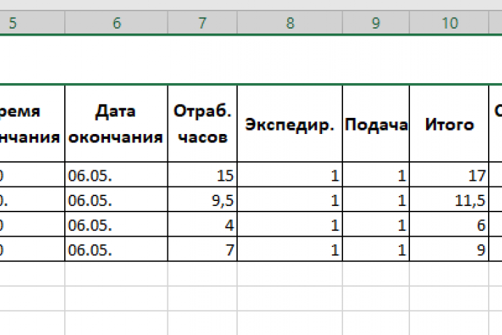 Реестр транспортных накладных (Excel)