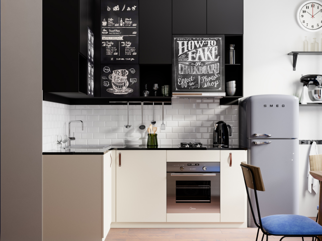 Кухня. Современный стиль - минимализм. Однокомнатная квартира.