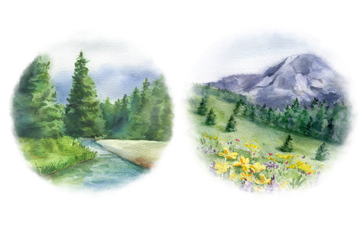 Пейзажи, акварель