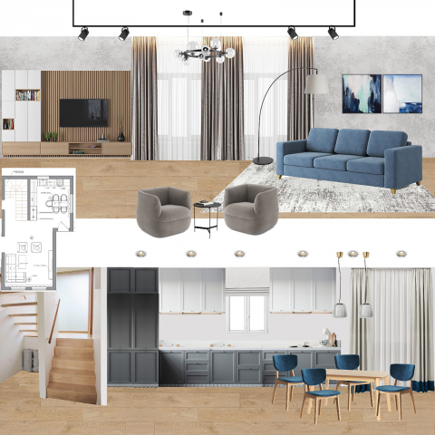 Коллаж кухня-гостиная