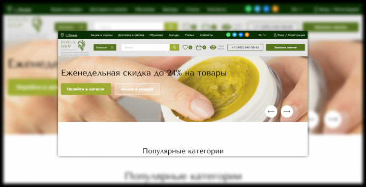 Верстка интернет магазина Estetic Shop