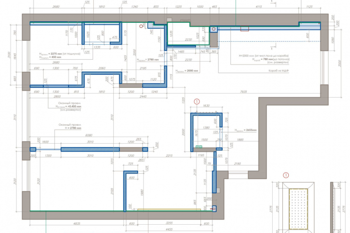 планировка гипсокартоновых конструкций и перегородок
