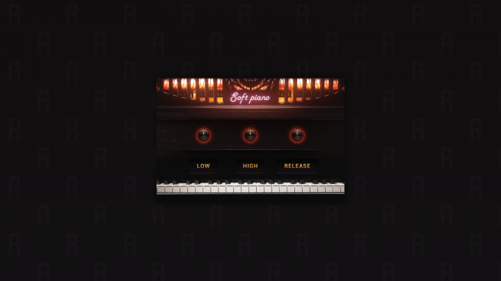 Дизайн окна VST плагина "Soft Piano" программы Polyform Studio