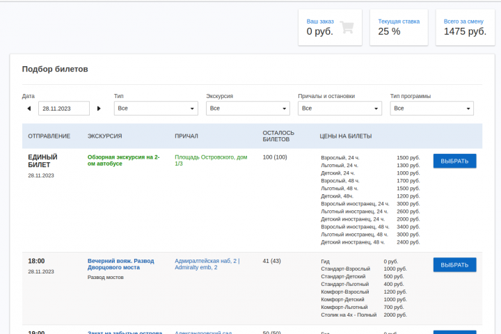 Разработка ERP-системы для экскурсий