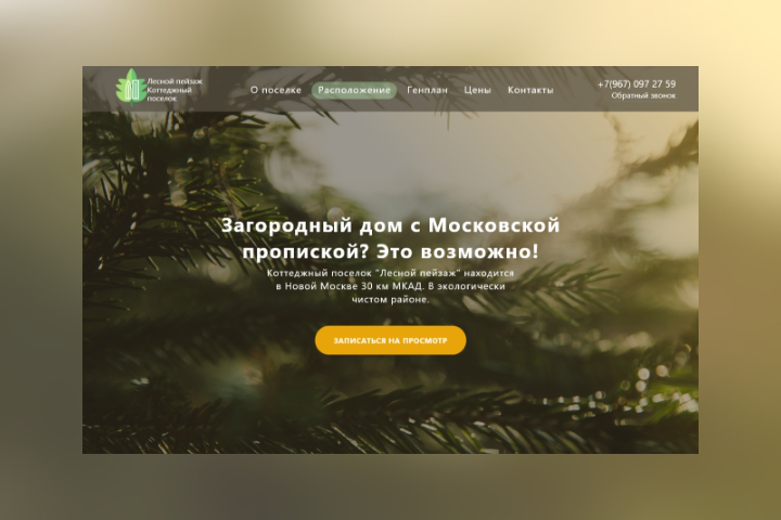Landing Page для Коттеджного поселка