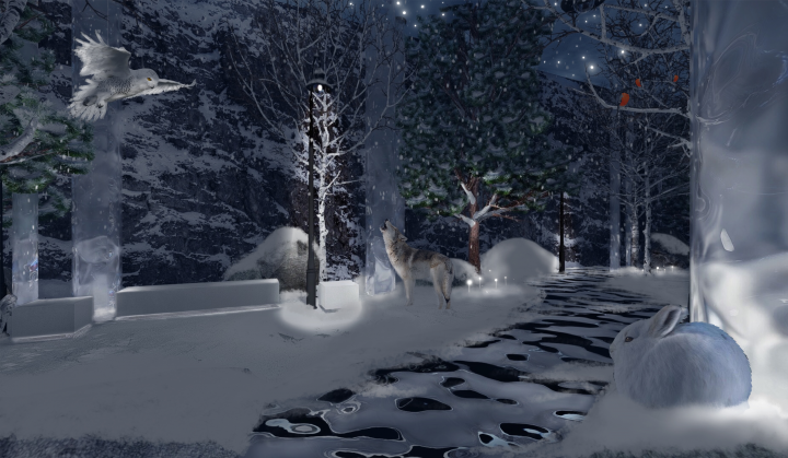 Зал музея «Зима», ночь