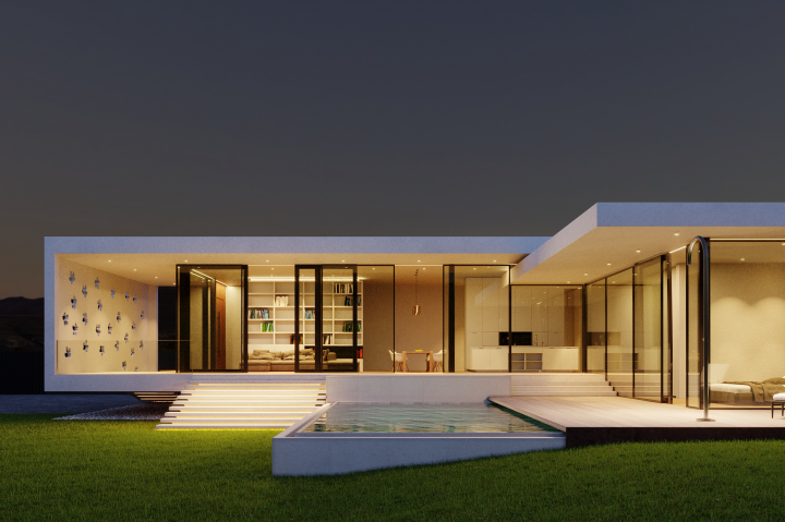 Ночной экстерьер EDG House