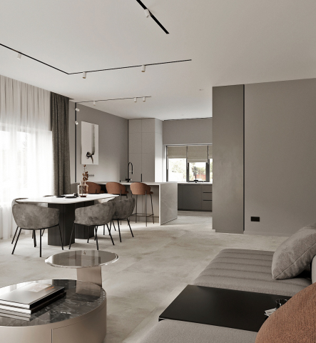 Дизайн кухни-гостиной 56 м кв.