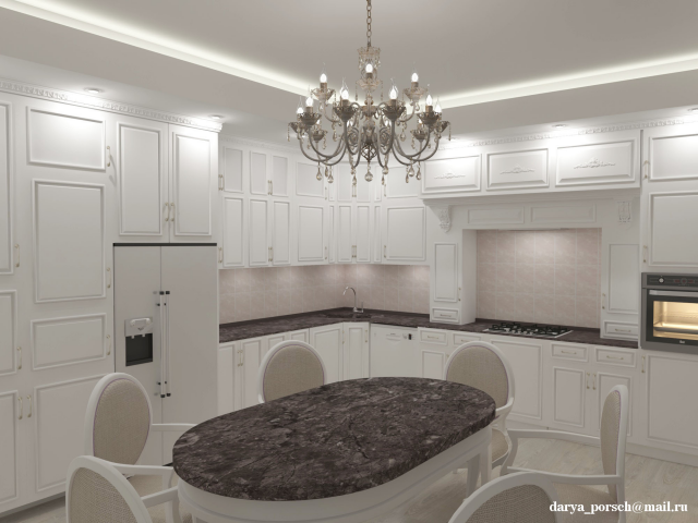 Визуализация интерьера кухни в классическом стиле