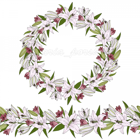 Венок лилии и альстромерии