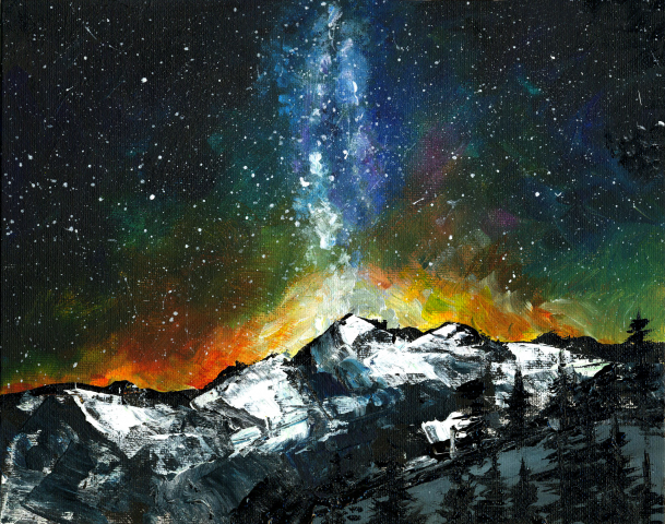 Night sky. The mountains