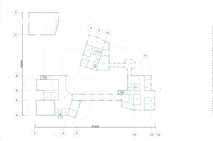 План этажа общественного здания