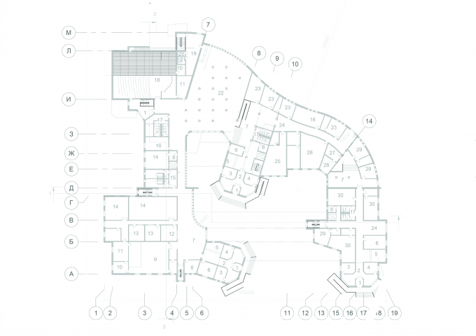 План этажа общественного здания