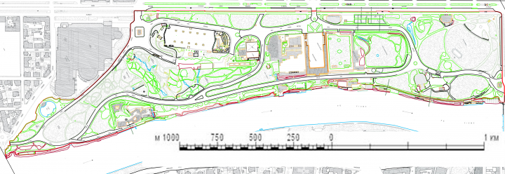 Обрисовка генерального плана парка