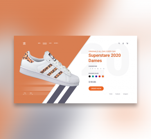 Adidas Superstar 2020. Первый экран интернет-магазина