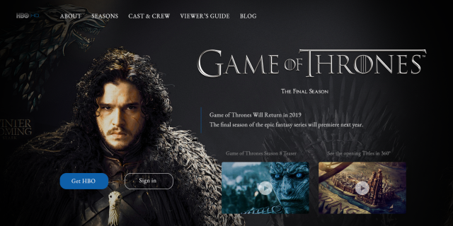 Game of Thrones 8 Seasin promo-site